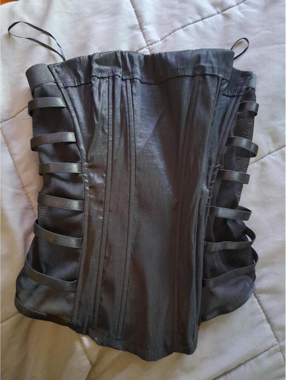 Wildcat Zip Up Corset Top Black Strapless Size Small B2